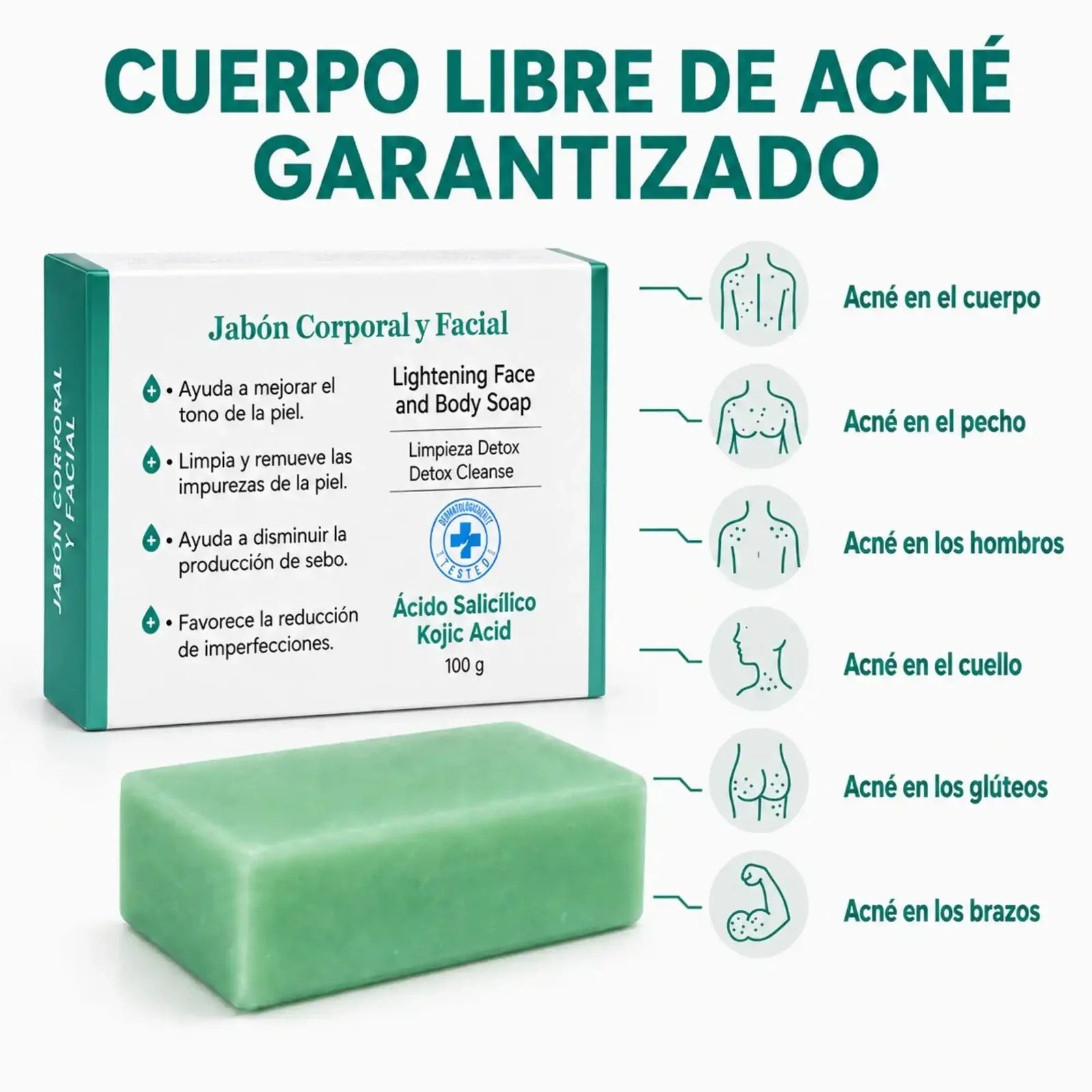 Aplicación del jabón CLARÉ en cara y cuerpo