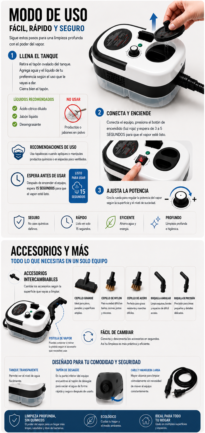 limpiador a vapor presurizado alta temp